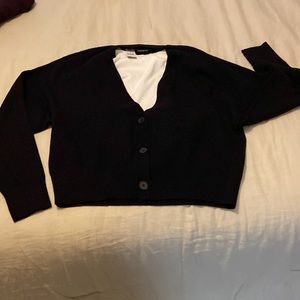 Express black medium weight short cardigan sweater. White shirt NOT INCLUDED